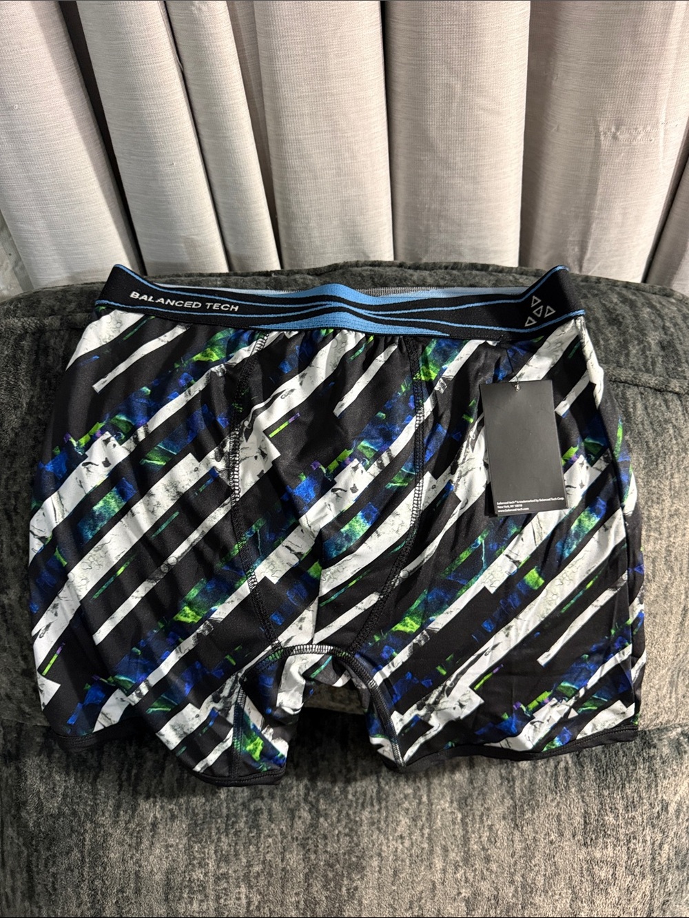 Men’s boxer briefs Black with Blue & Green Print
